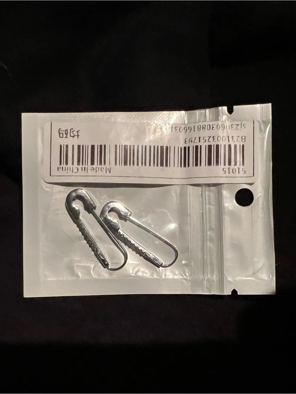 Silver Metal Safety Pin Earrings